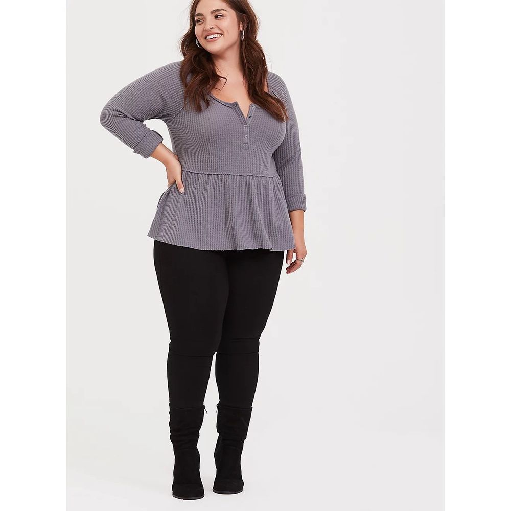 NWT Torrid Brushed Raglan Henley Babydoll Top - Picture 4 of 6